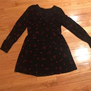 Express red and black polka dot dress